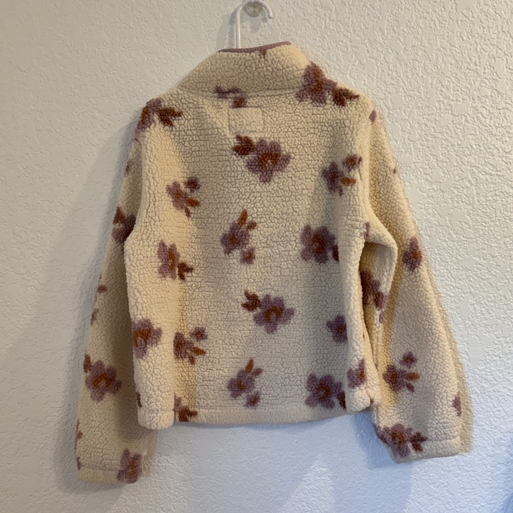 OshKosh B'gosh Cream Floral Sherpa Pullover with Mauve Trim - Picture 3 of 5